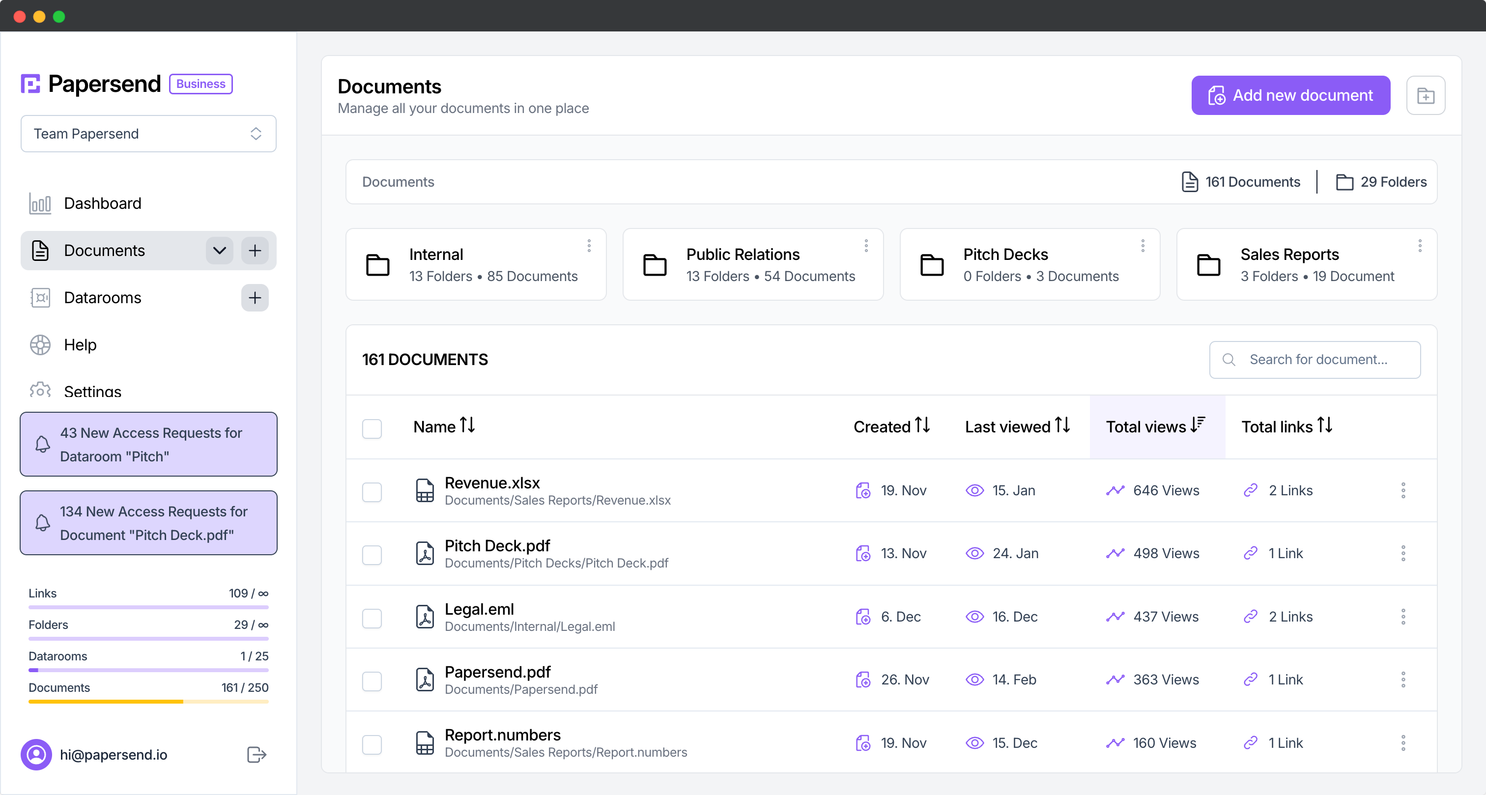 Papersend Application Document Organization