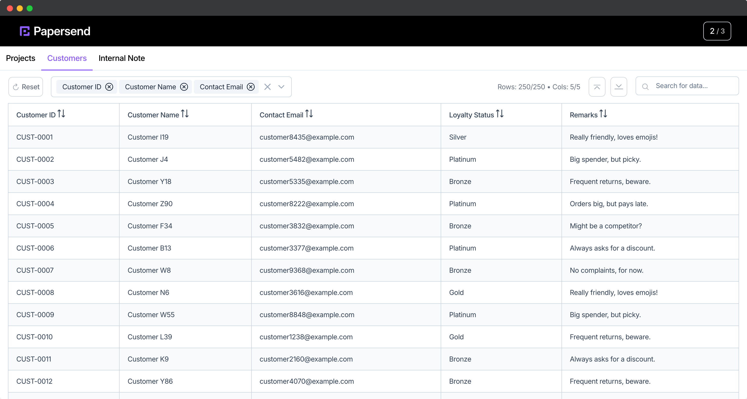 Papersend Spreadsheet from Viewer Perspective