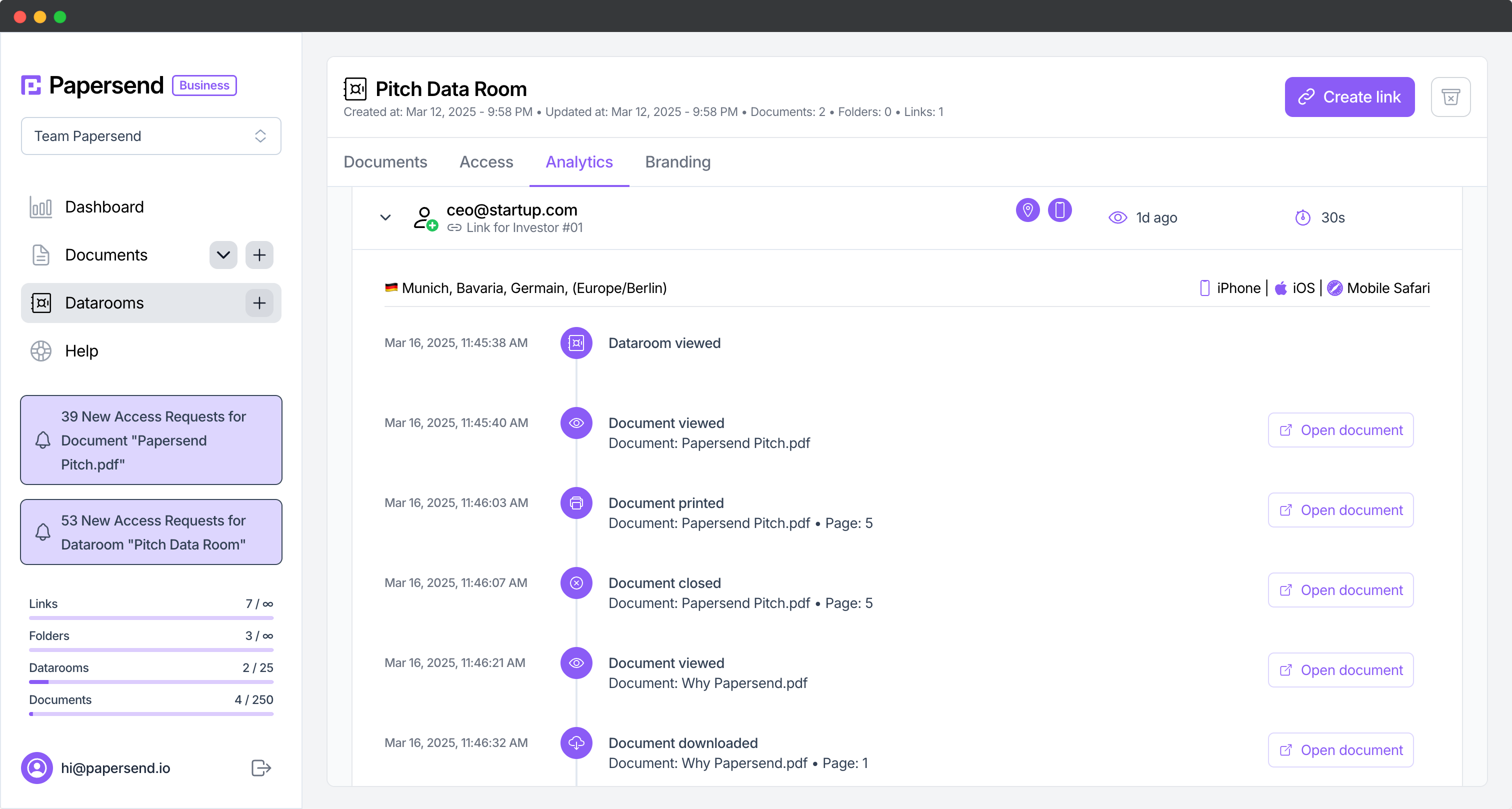 Papersend » Document Engagement Tracking