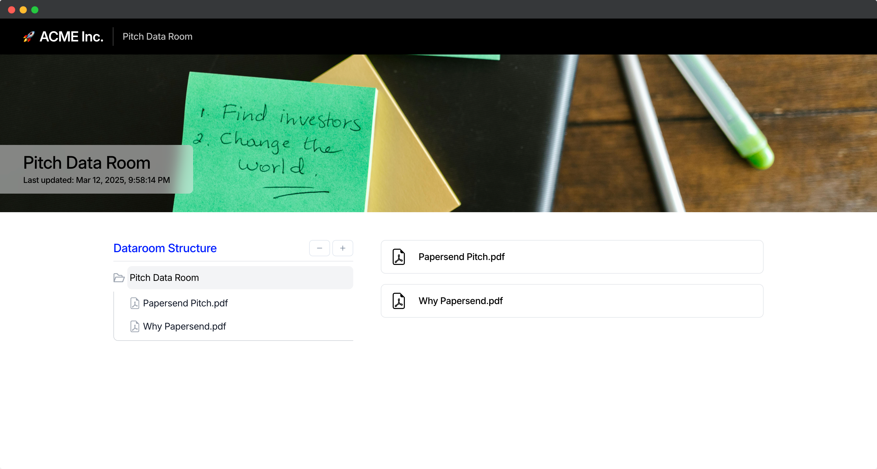 Papersend Virtual Data Room (VDR) from Viewer Perspective